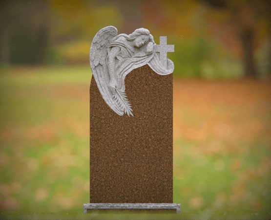 Angel and Cross Shape Granite Headstone