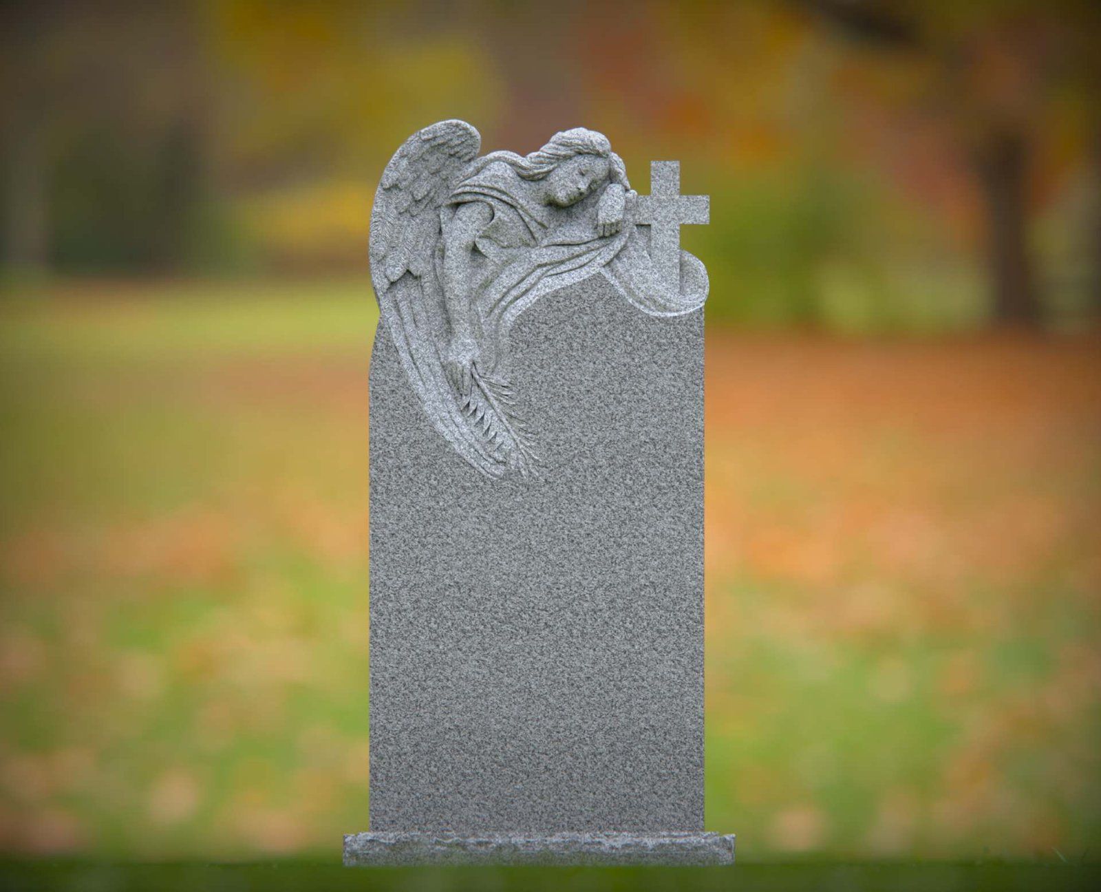 Angel and Cross Shape Granite Headstone