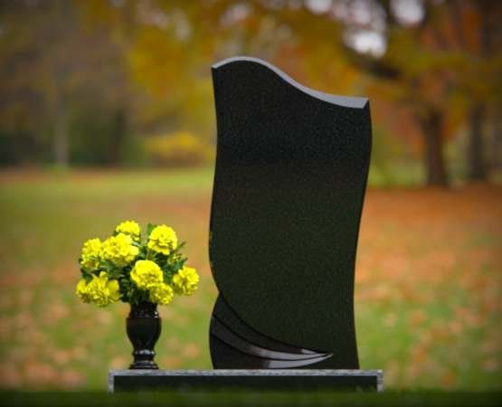 Modern Wave-Shaped Upright Granite Headstone