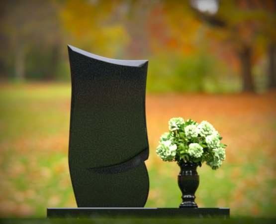 Modern Curved Upright Granite Headstone with Flowing Silhouette