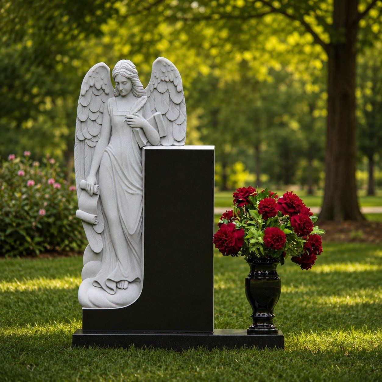 Standing Angel Shape Granite Headstone