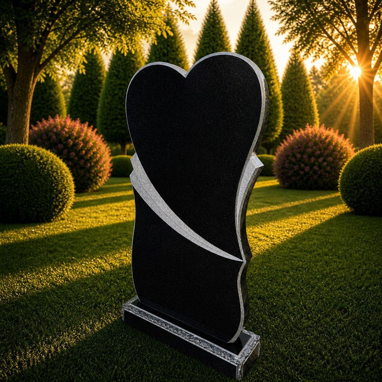 Heart Shape Upright Granite Headstone