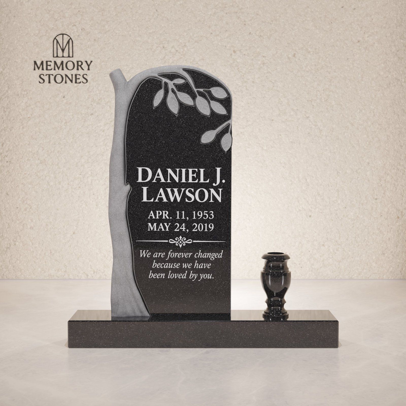 Tree of Life Shape Granite Headstone view 2
