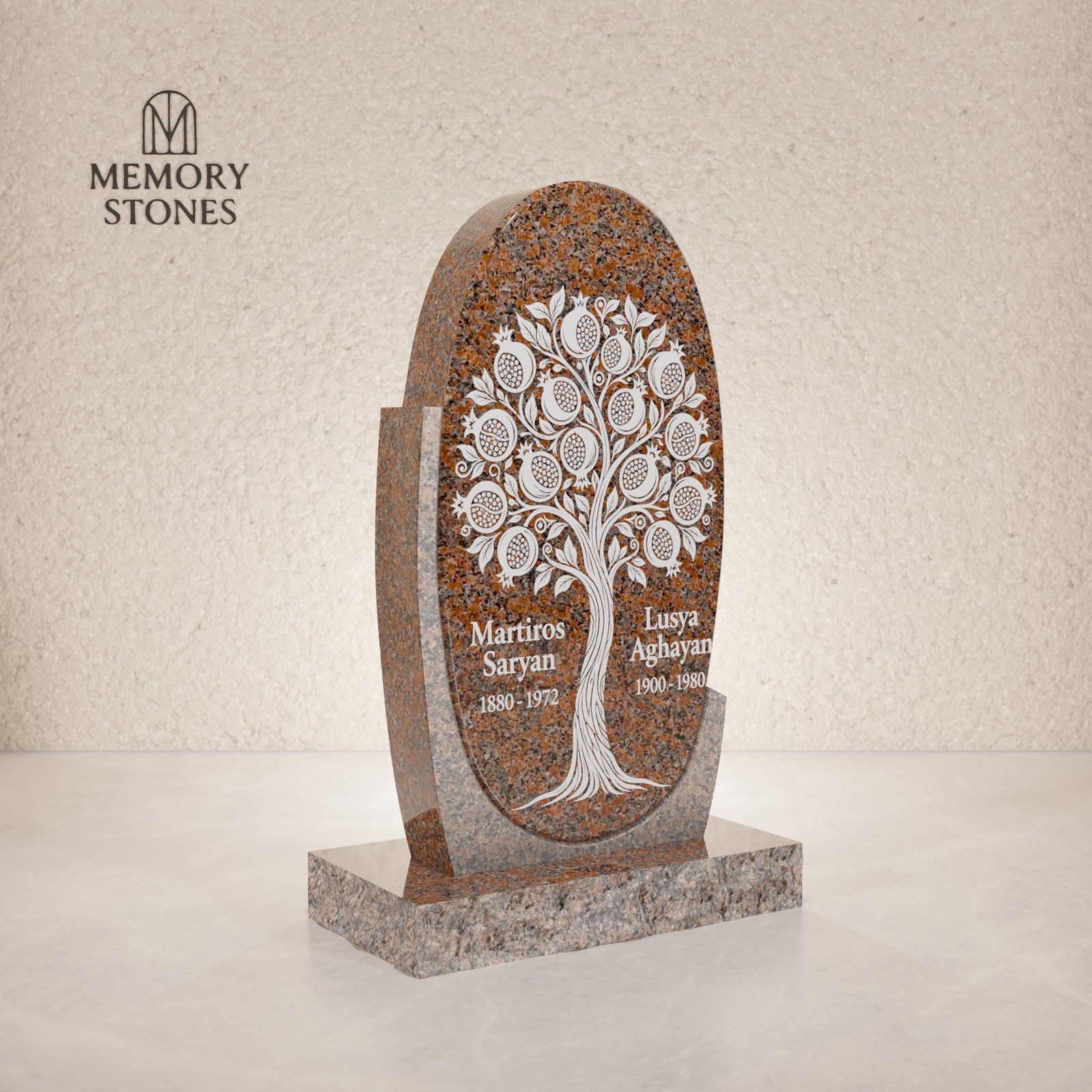 Oval Upright Granite Headstone