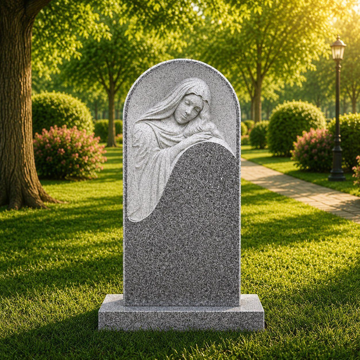 Special Shape Madonna Relief Headstone