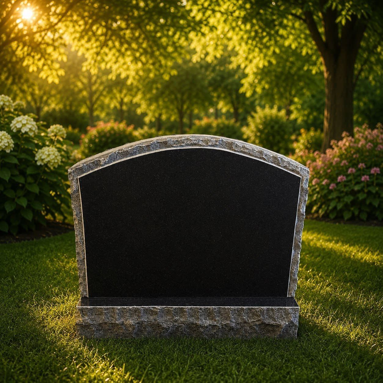 Curved-Top Rock-Edge Upright Headstone