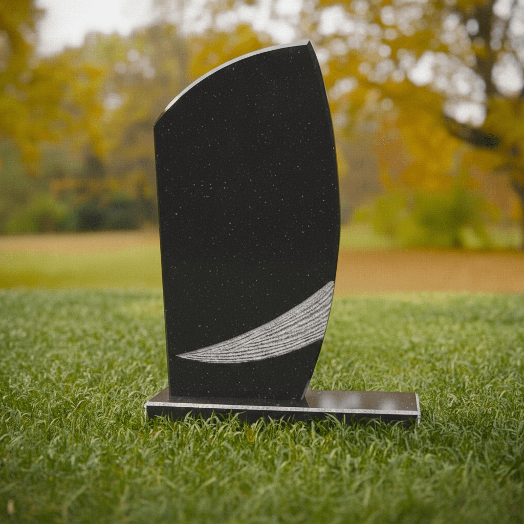 Crescent-Edge Upright Headstone