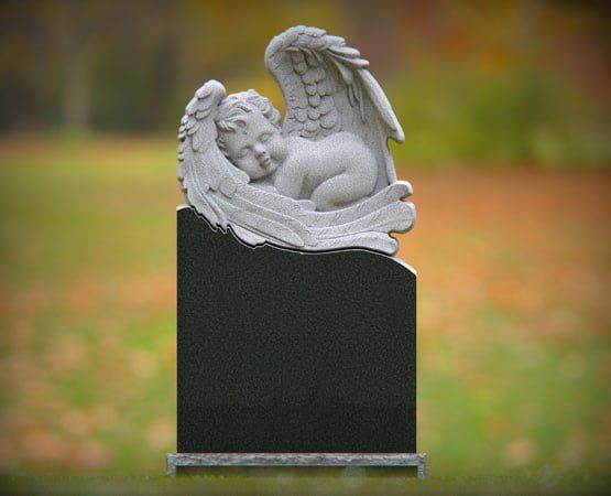 Baby Angel Granite Monument with Sculpted Wings