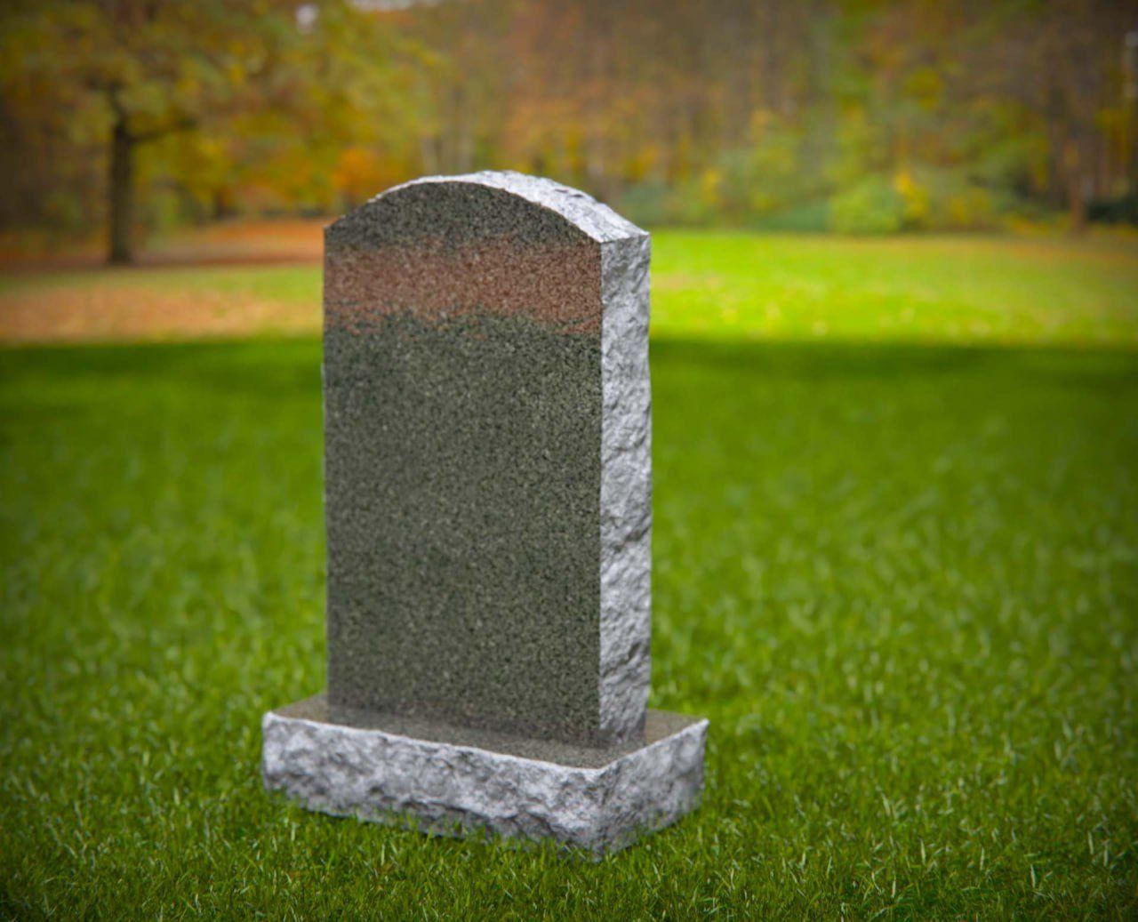 Rock-Pitched Round-Top Upright Granite Headstone