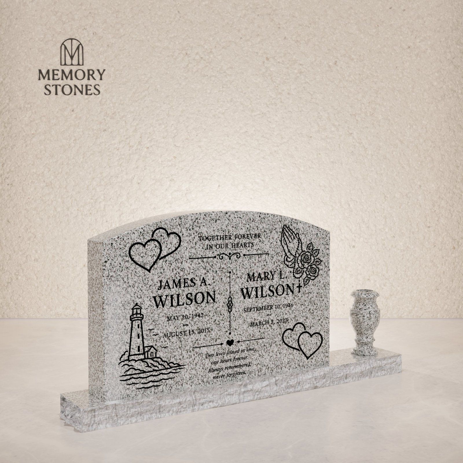 Companion Upright Granite Headstone