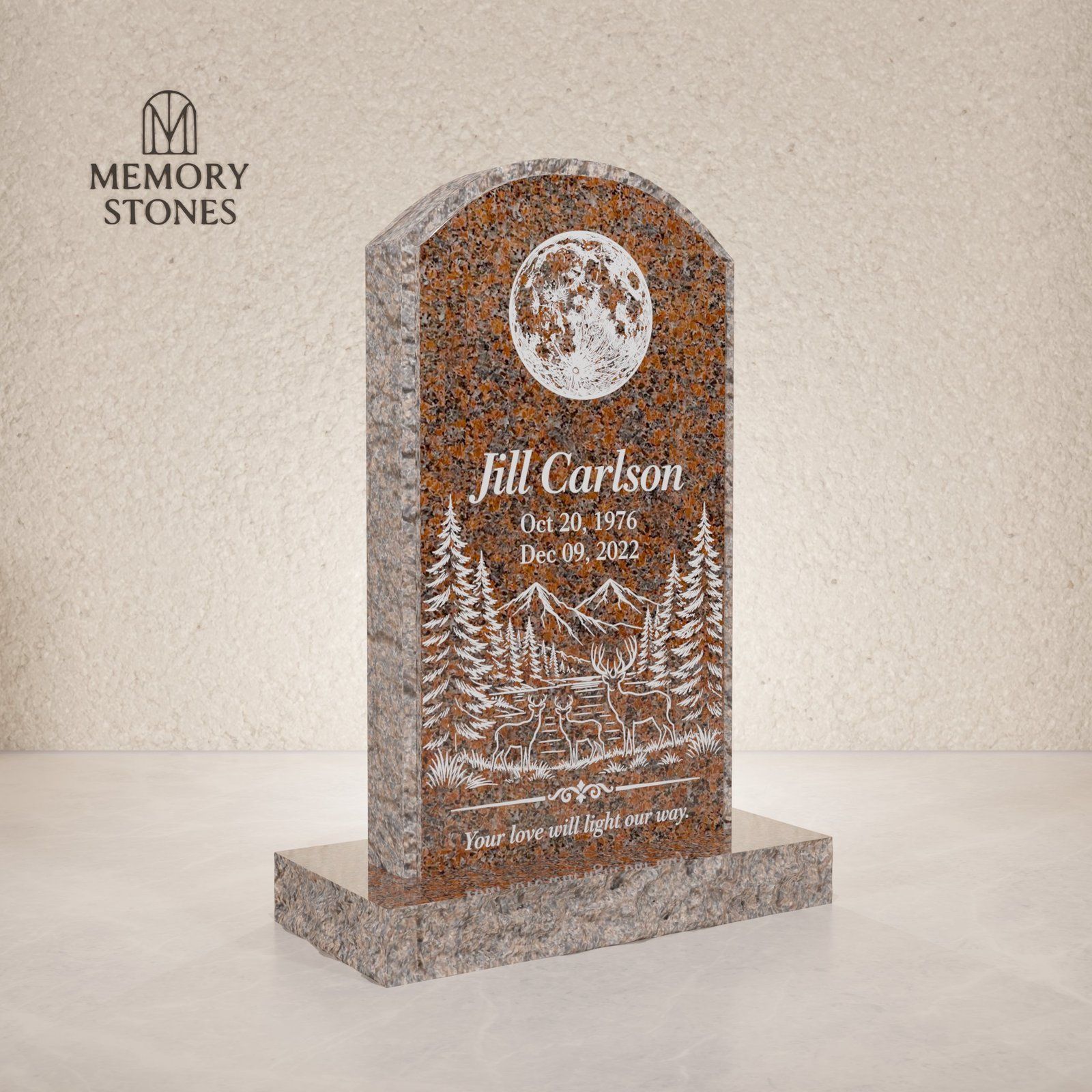 Arch-Top Upright Granite Headstone