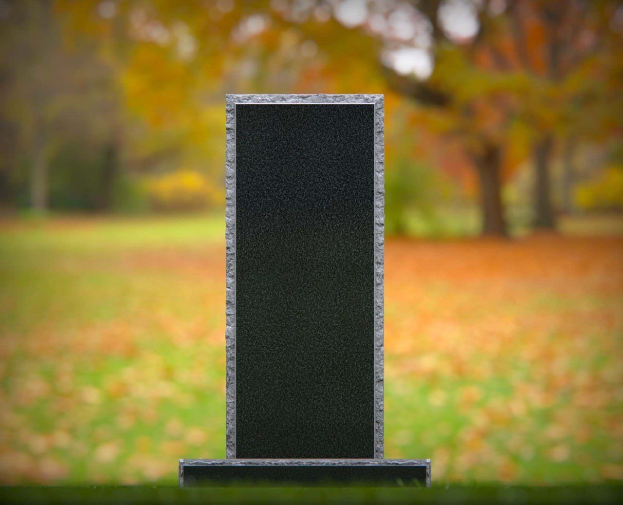 Straight-Top Rock-Edge Upright Granite Headstone