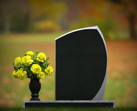 Crescent-Edge Upright Granite Headstone