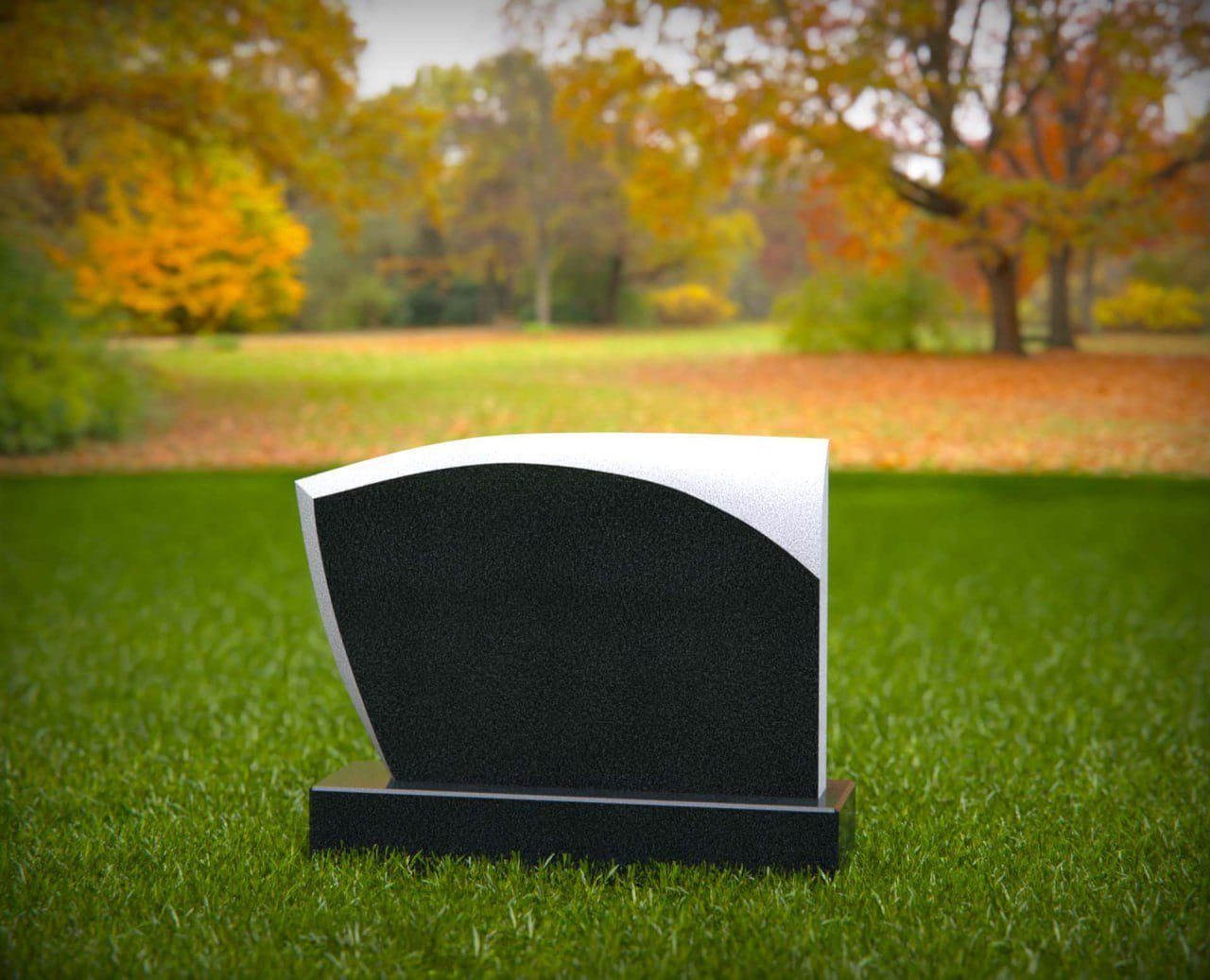 Crescent-Corner Upright Granite Headstone