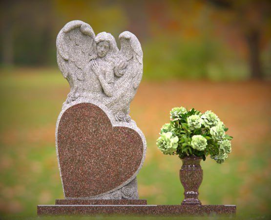 Angel Heart Upright Headstone
