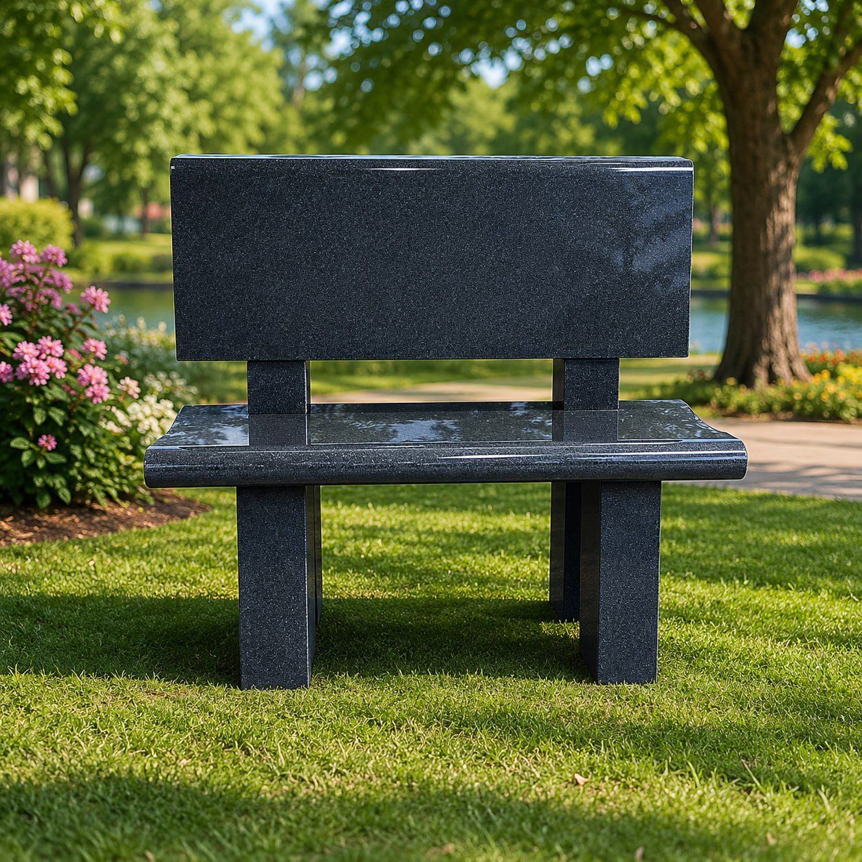 Granite Memorial Bench with Backrest