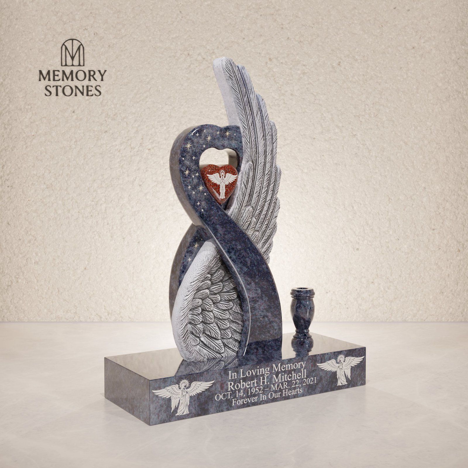 Eternal Wings Shaped Granite Headstone