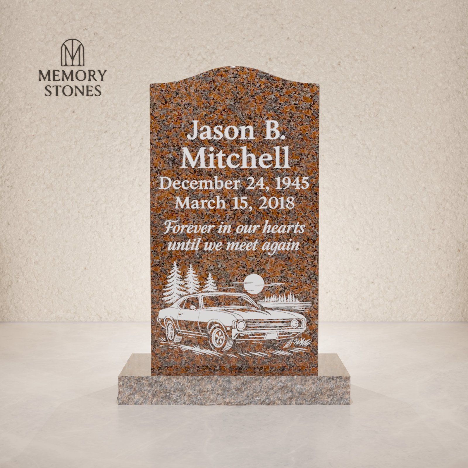 Classic Arched-Top Upright Headstone view 2