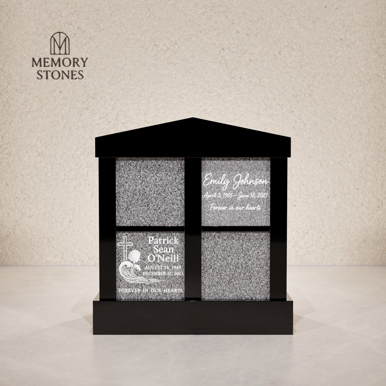 4-Niche Granite Columbarium Monument view 2