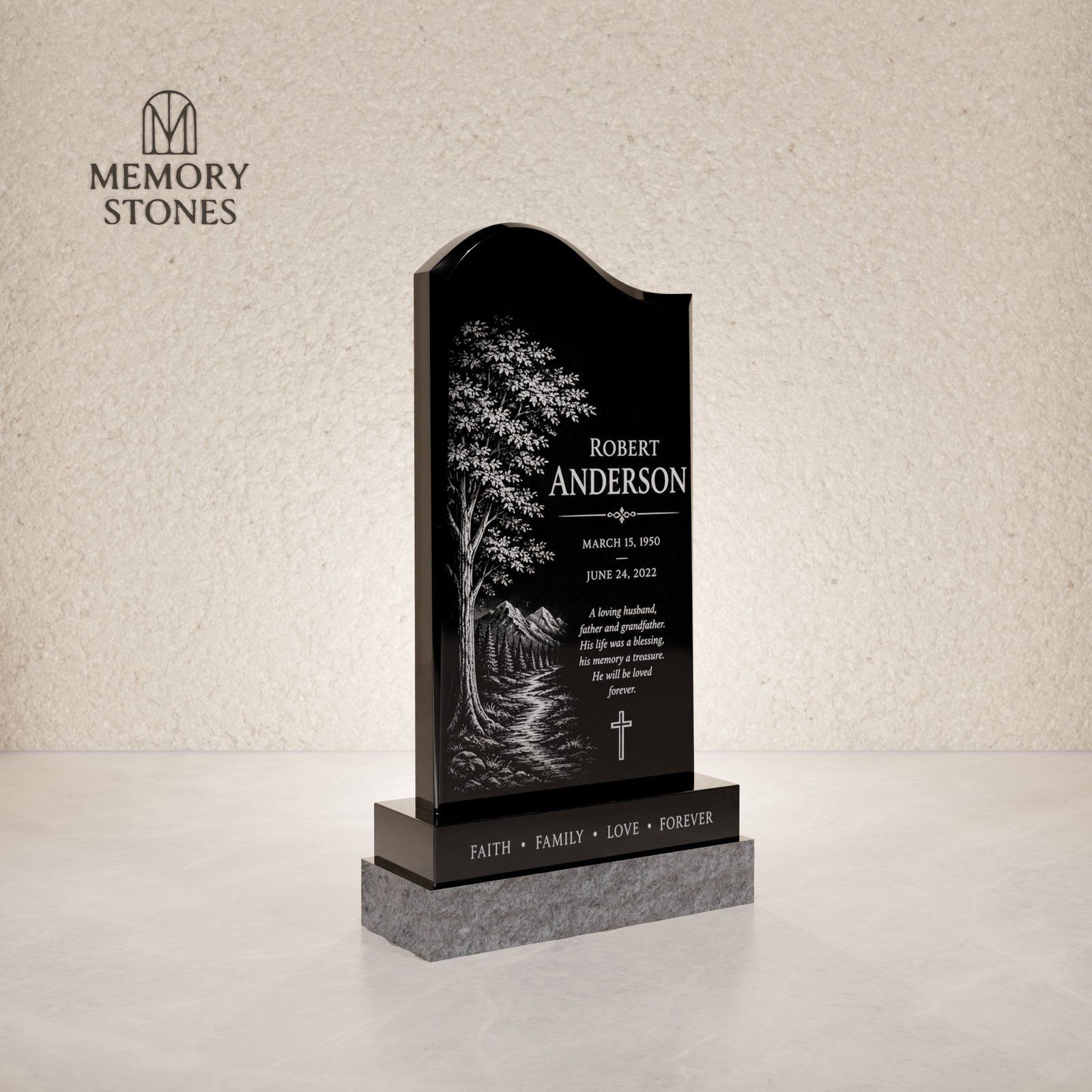 Upright Granite Headstone