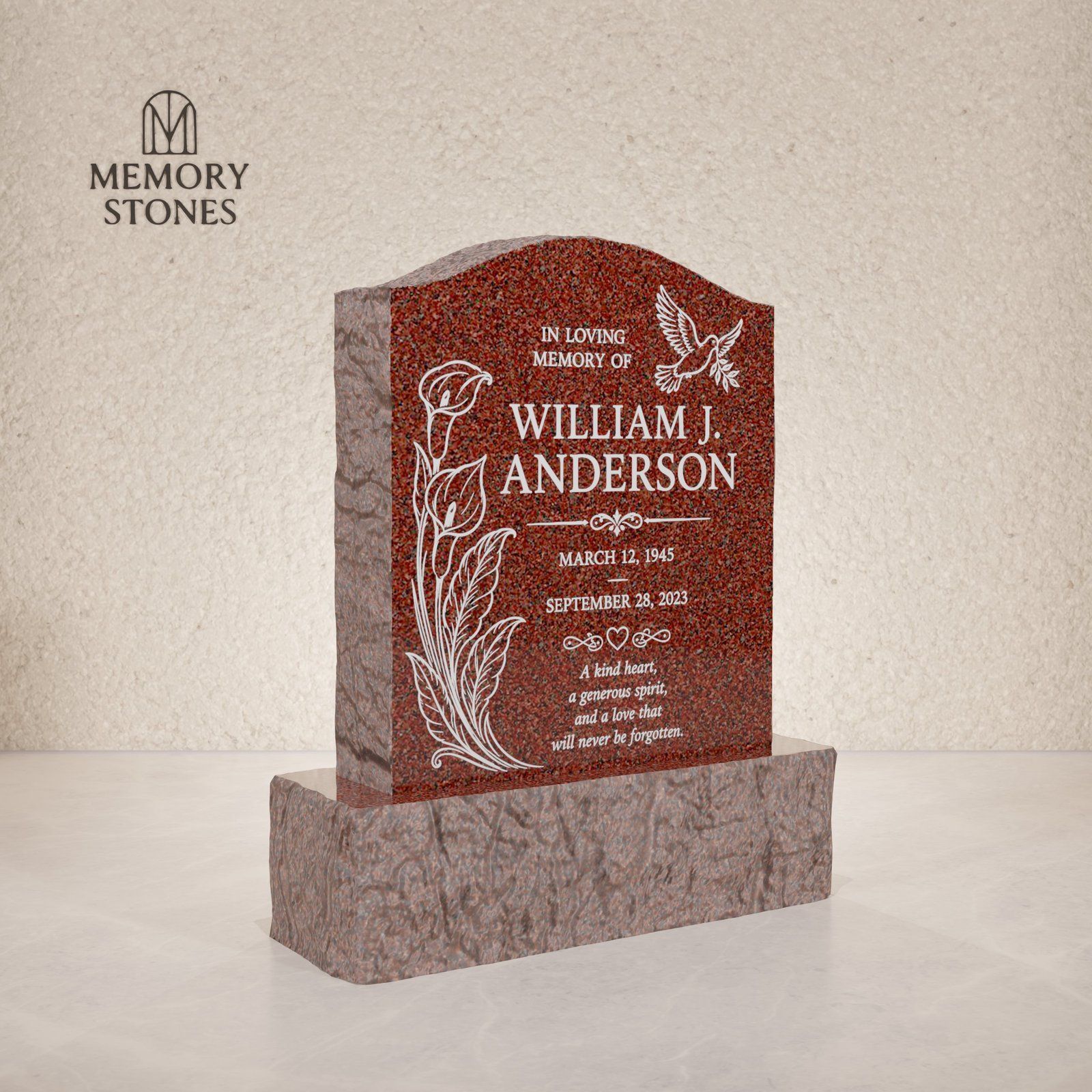 Serpentine Granite Upright Headstone