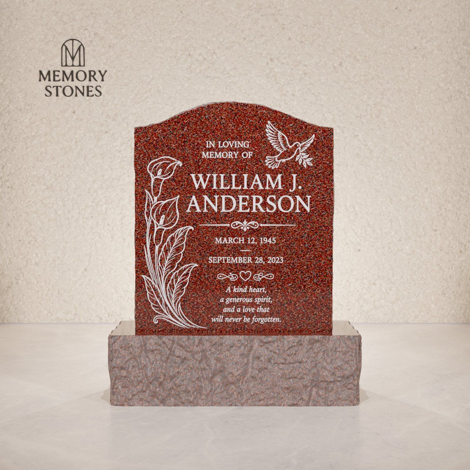 Serpentine Granite Upright Headstone view 2