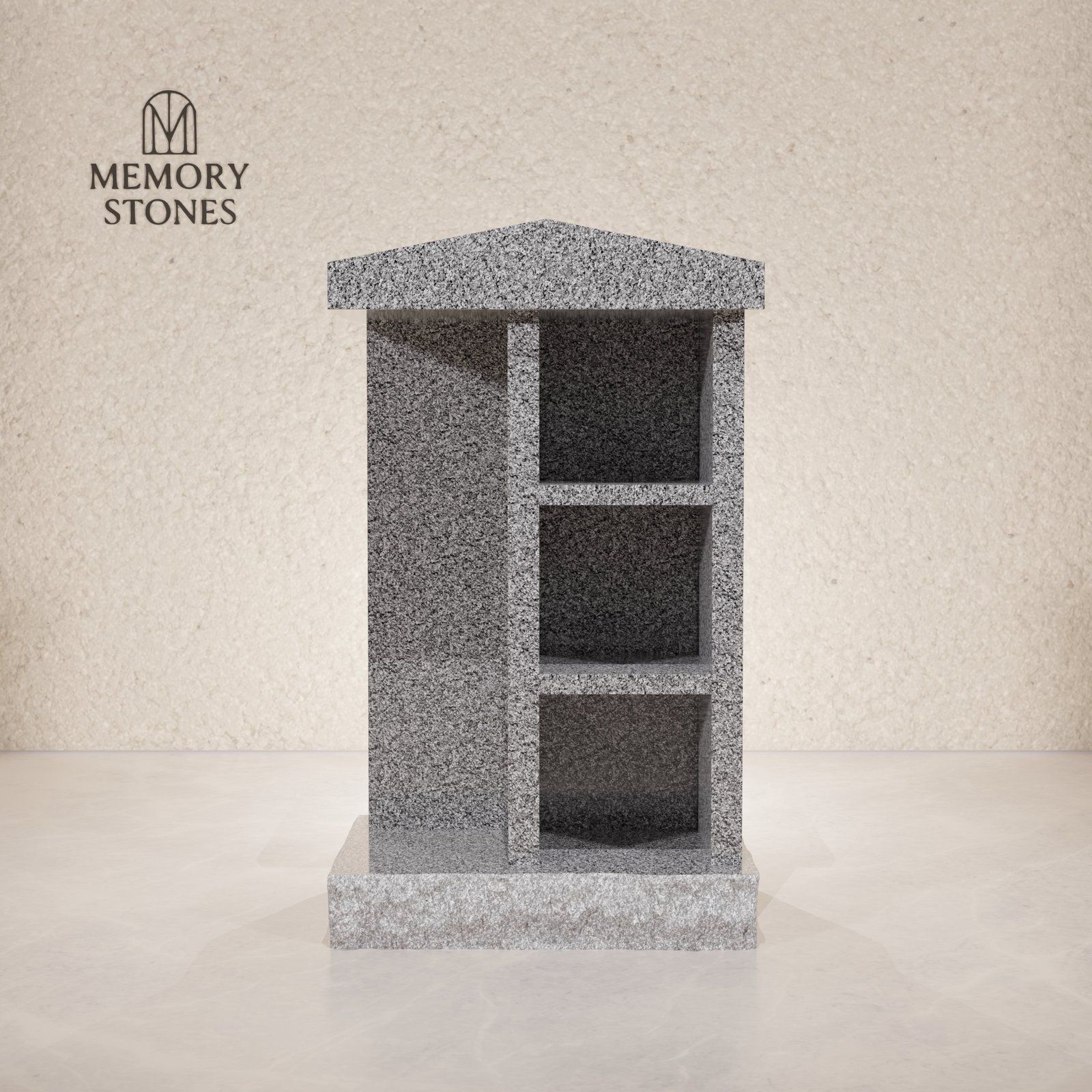 3-Niche Granite Columbarium Monument view 2