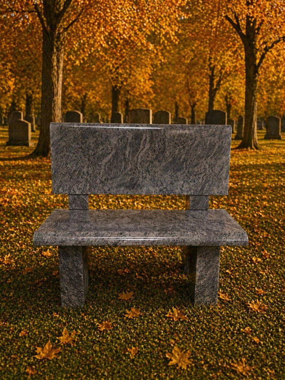 Granite Memorial Bench with Backrest