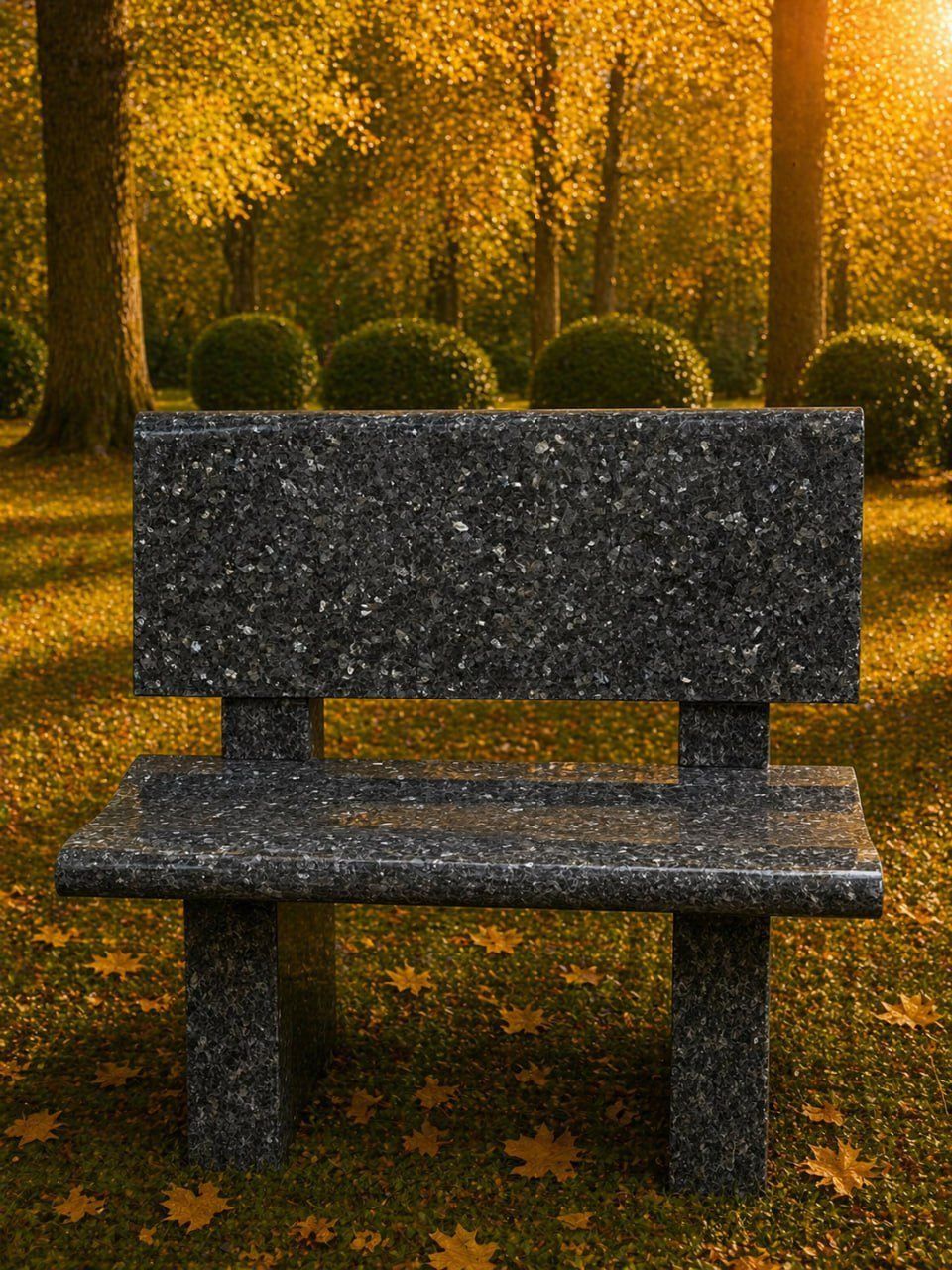 Granite Memorial Bench with Backrest