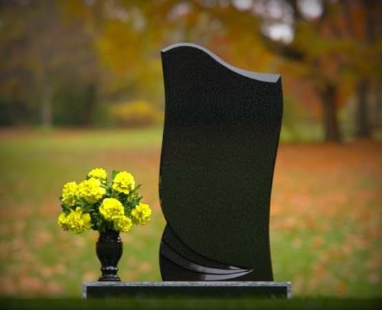 Modern Black Wave Granite Headstone 20 x 3 x 39