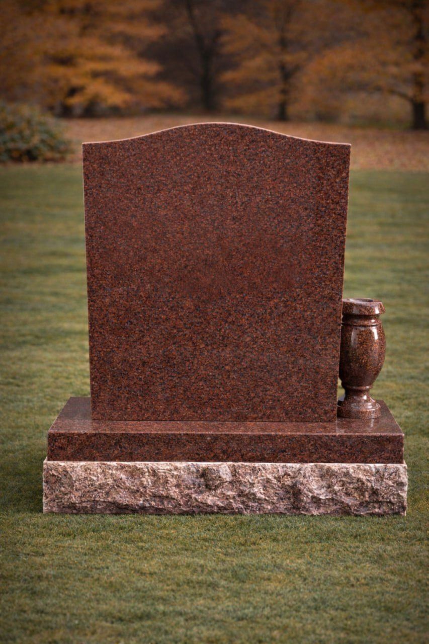 Serpentine Upright Granite Headstone with Vase
