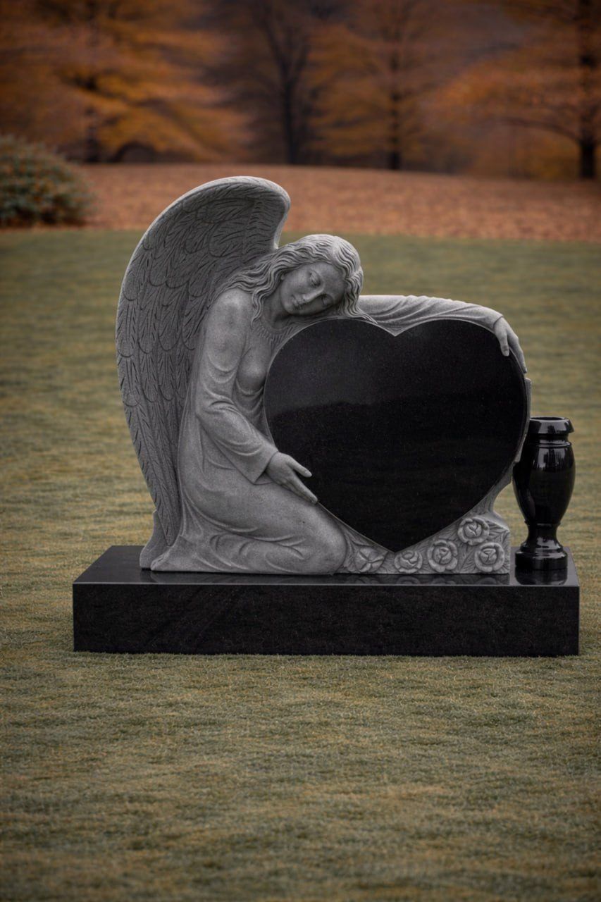 Angel Heart Granite Headstone