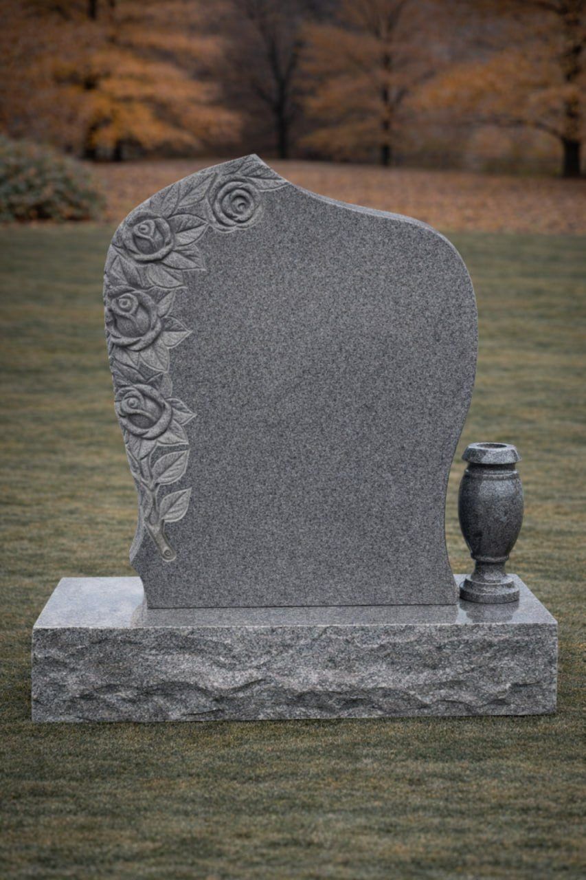 Rose Edge Granite Headstone