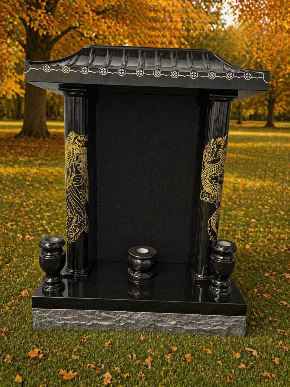 Asian-Style Memorial with Pagoda Roof