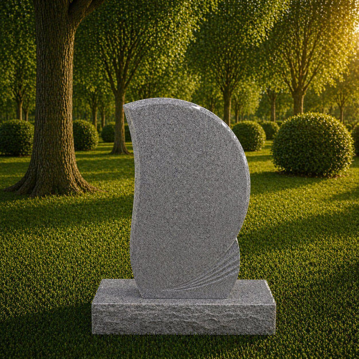 Modern Curved Granite Headstone