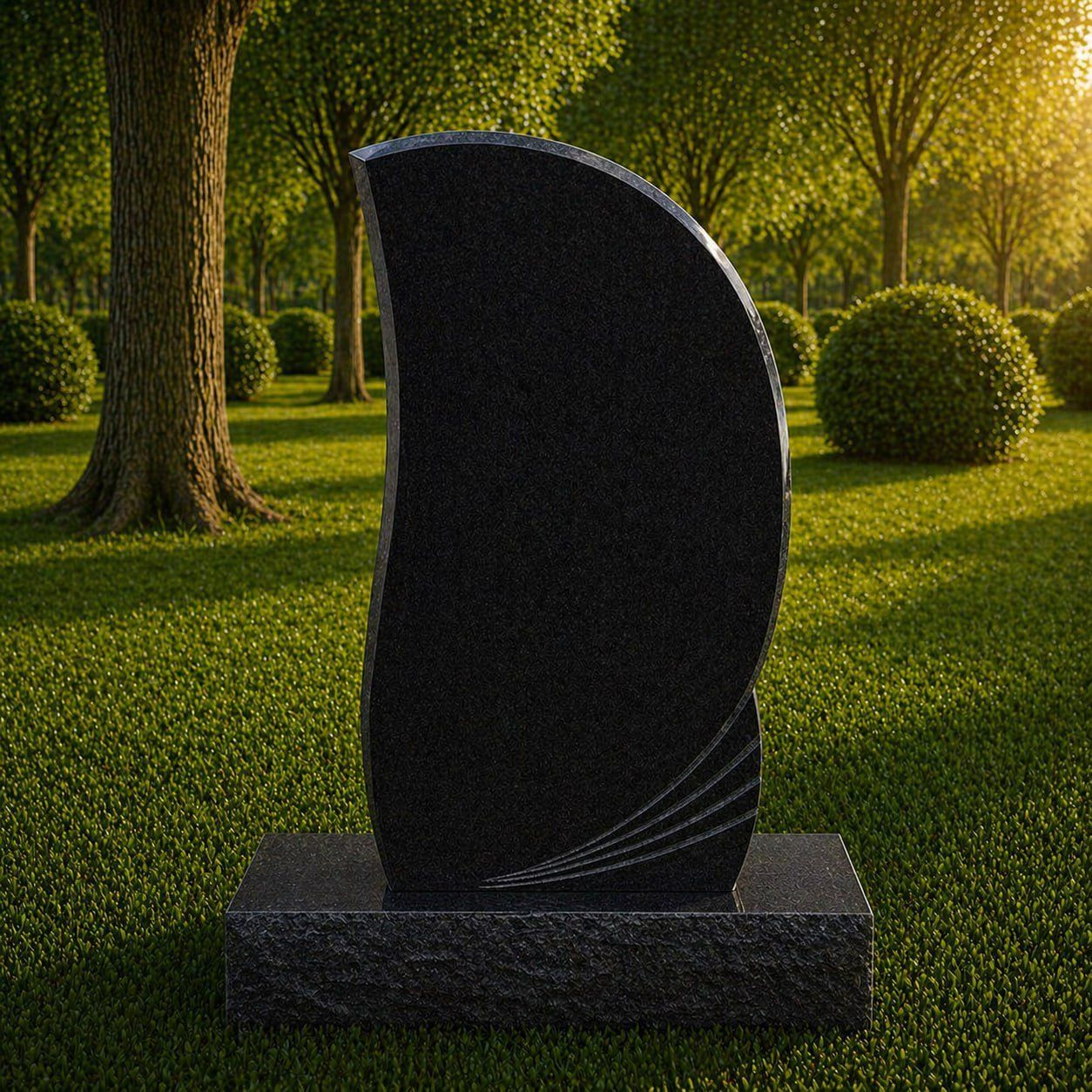 Modern Curved Granite Headstone