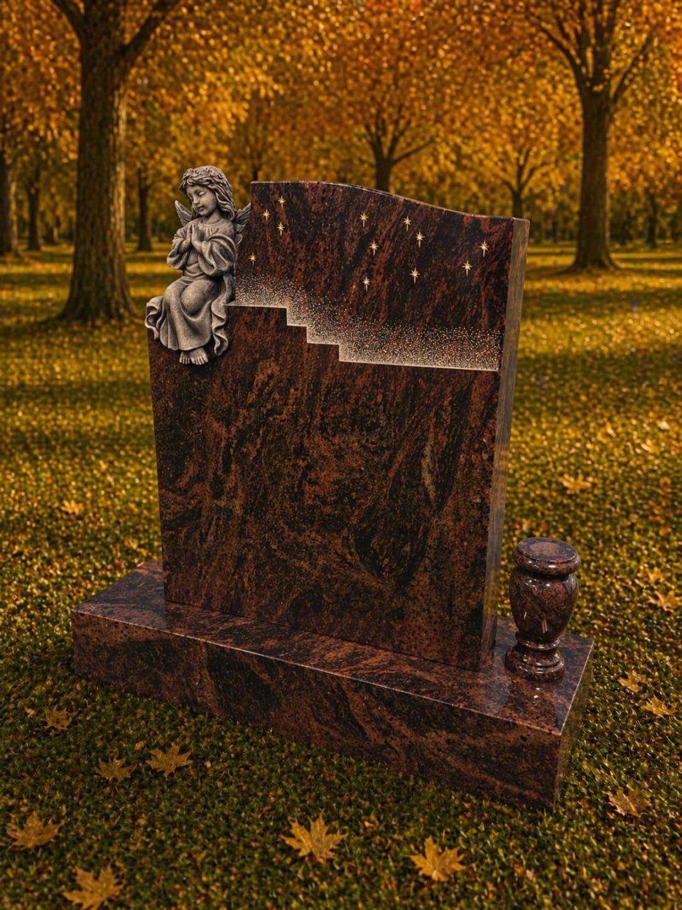 Special Shape Headstone with Heart Design