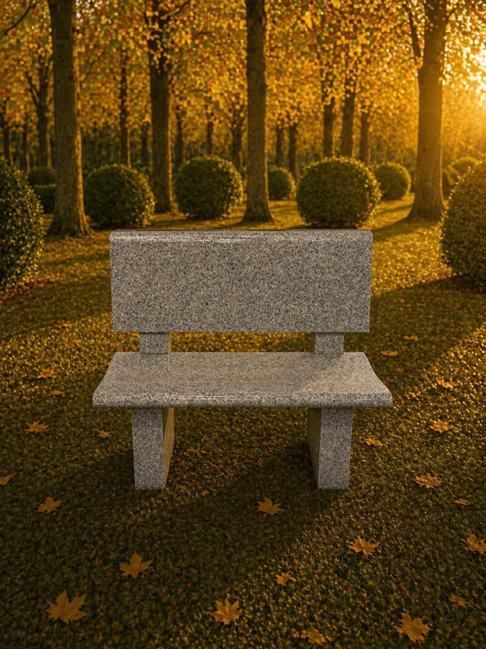 Granite Memorial Bench with Backrest