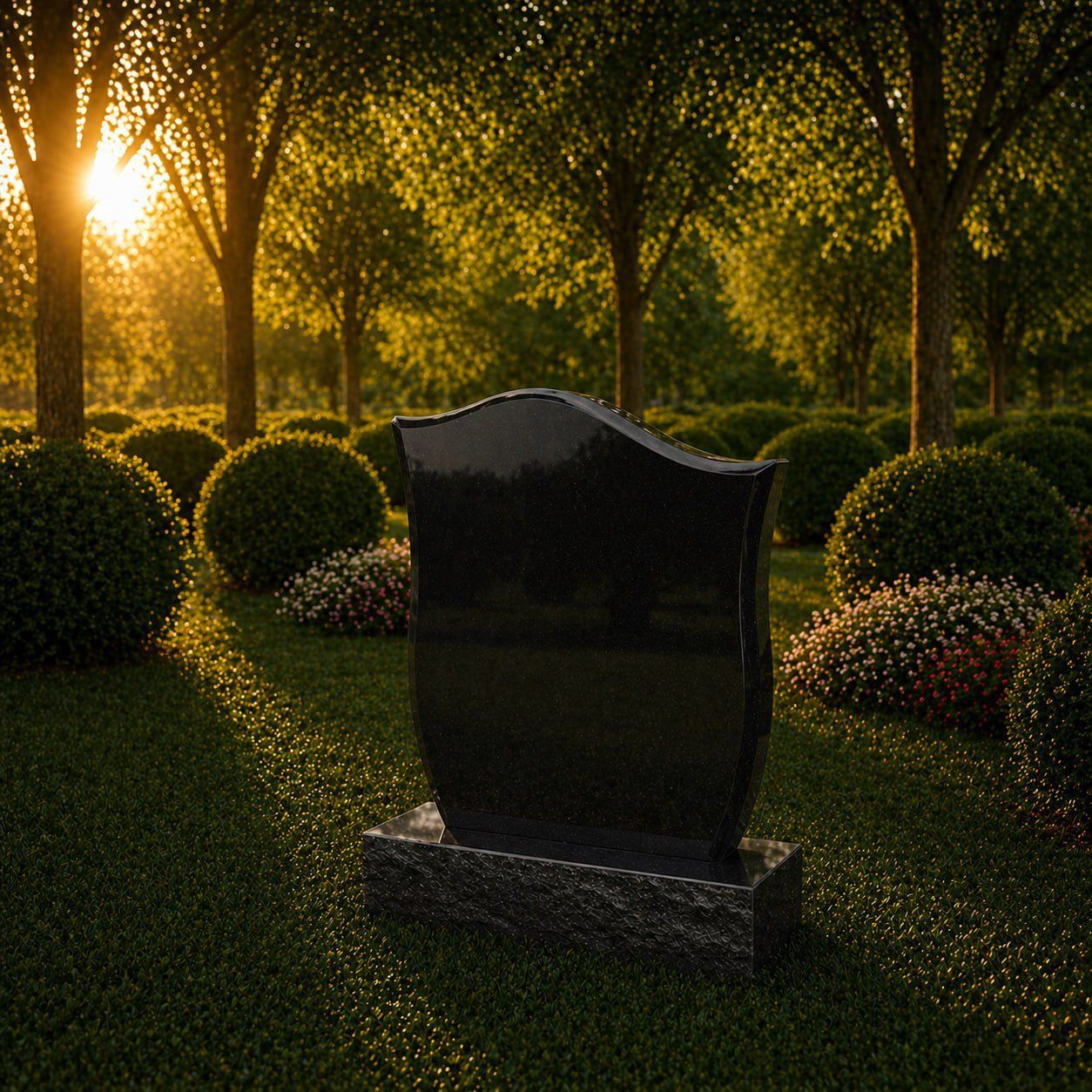 Curved Shape Upright Granite Headstone