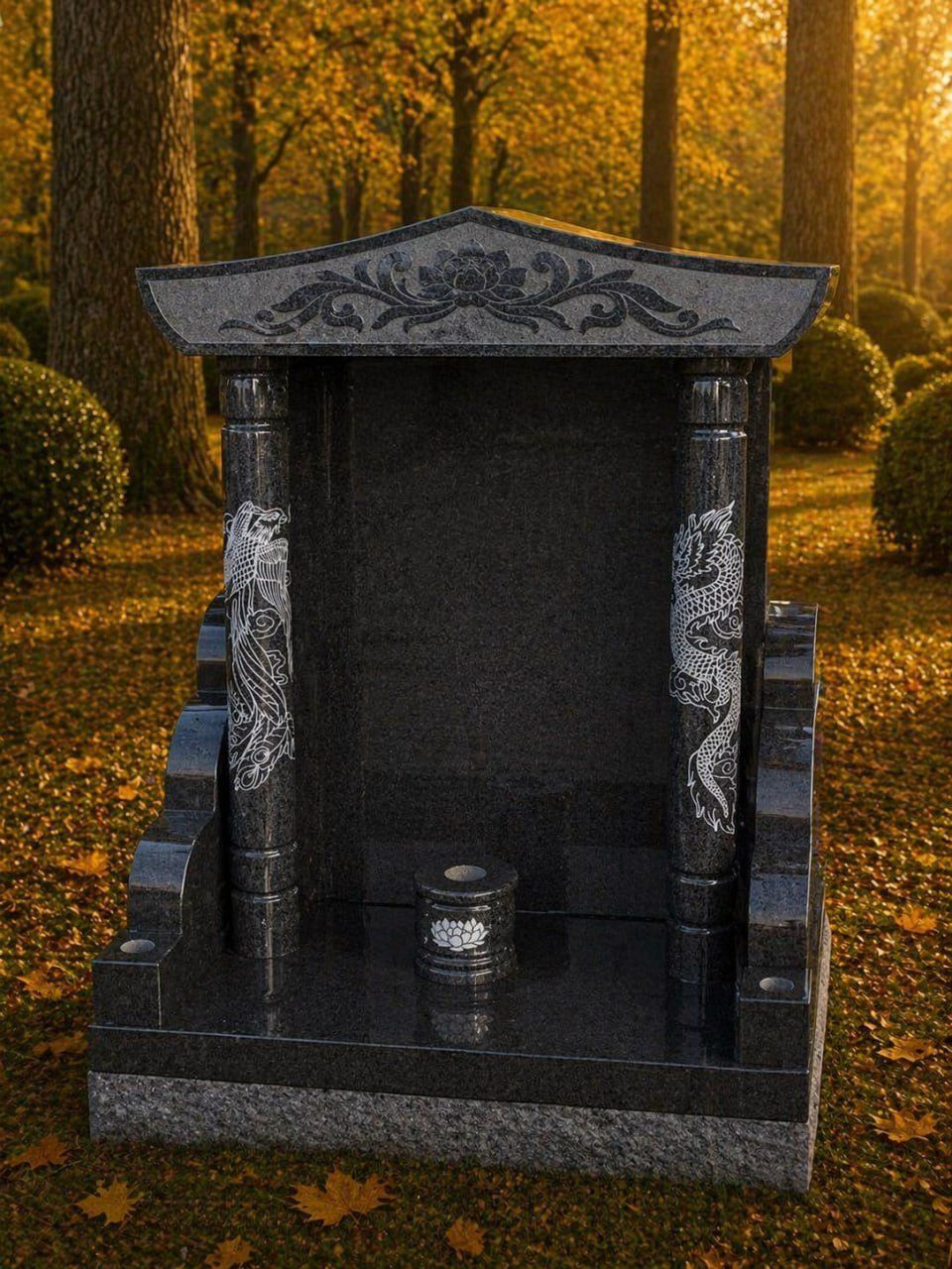 Asian-Style Memorial with Pagoda Roof