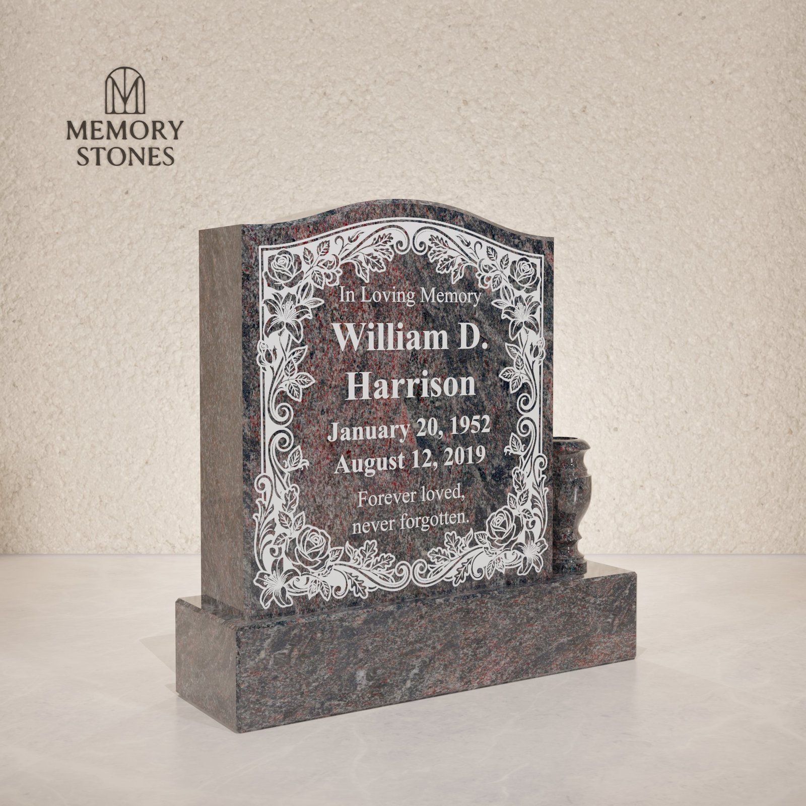 Serpentine Upright Granite Headstone