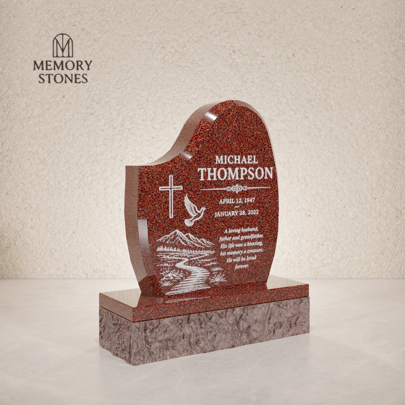 Wave Shaped Granite Headstone