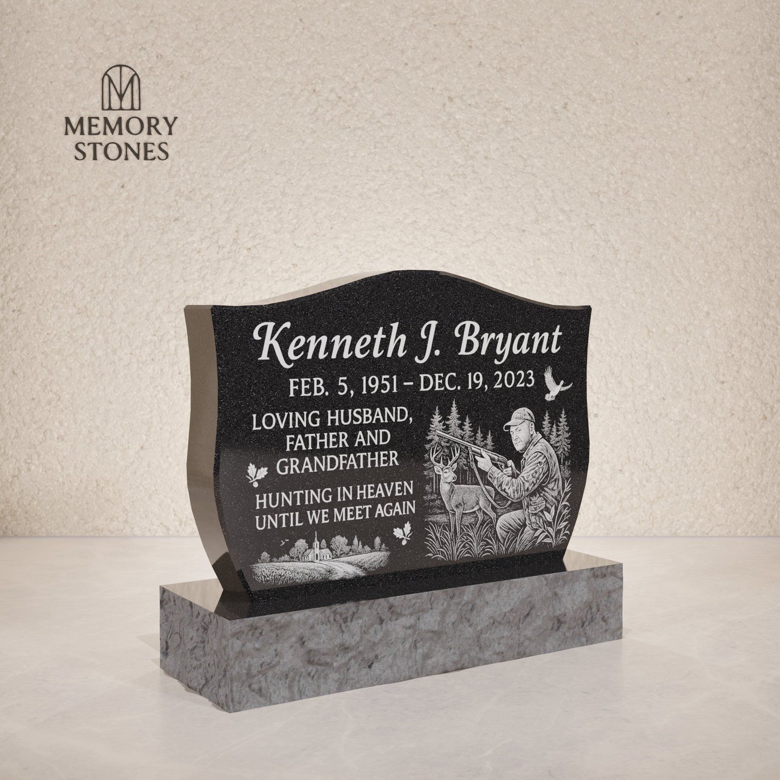 Classic Curved Top Granite Upright Headstone