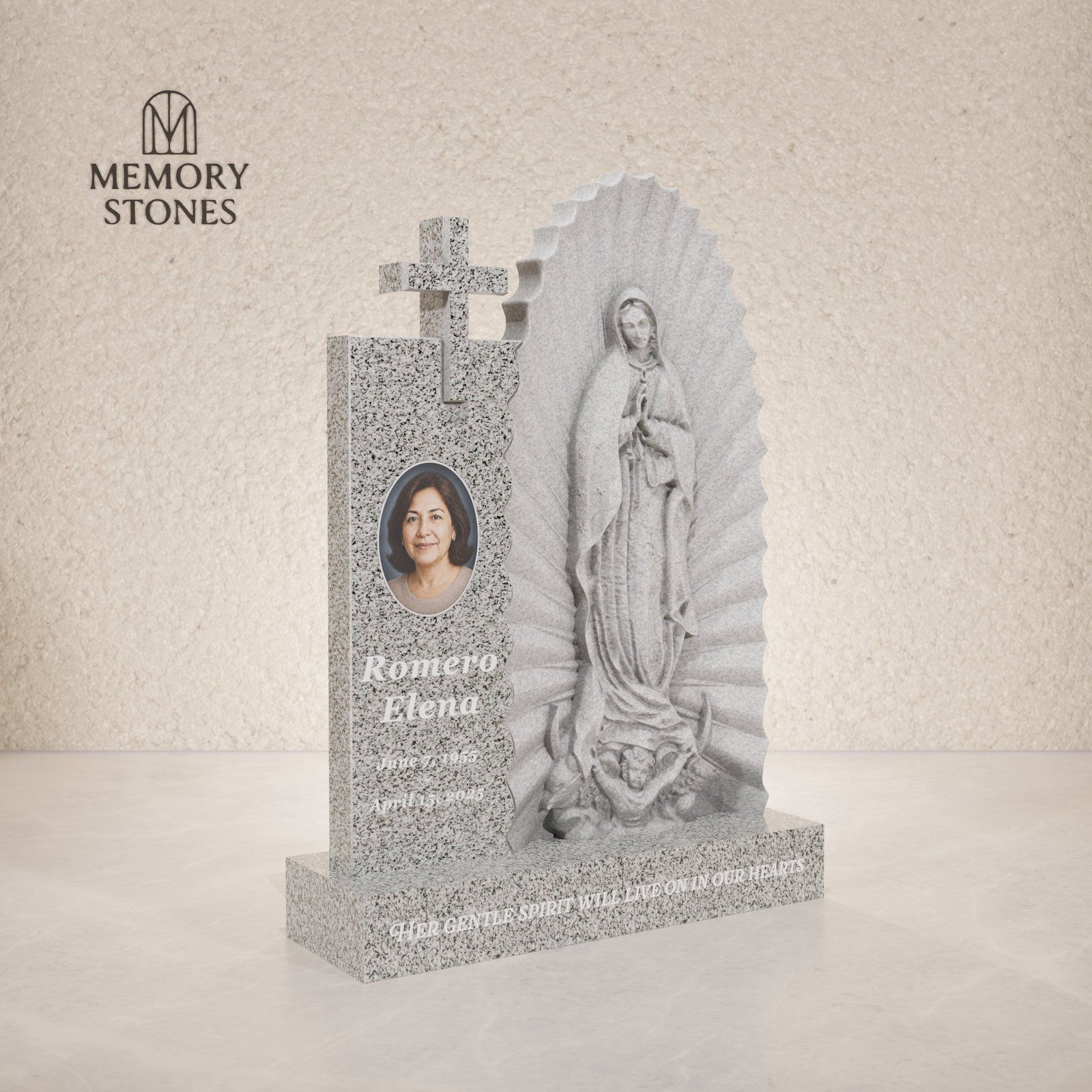 Our Lady of Guadalupe Granite Headstone