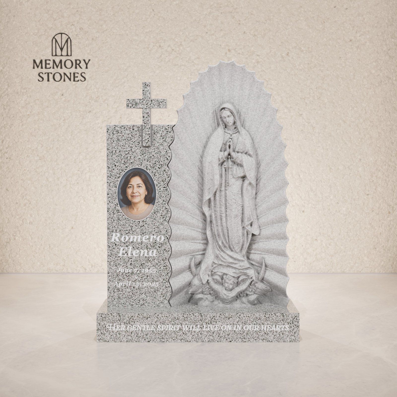 Our Lady of Guadalupe Granite Headstone view 2