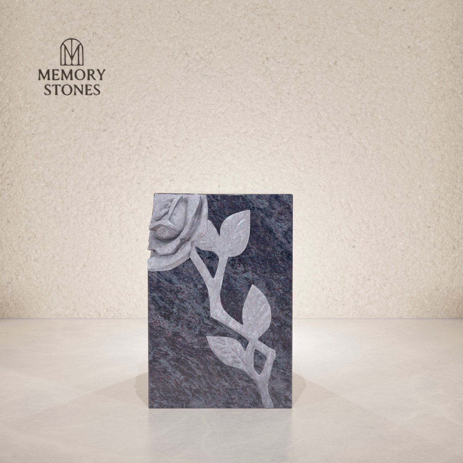 Granite Cremation Urn with Rose Design view 2