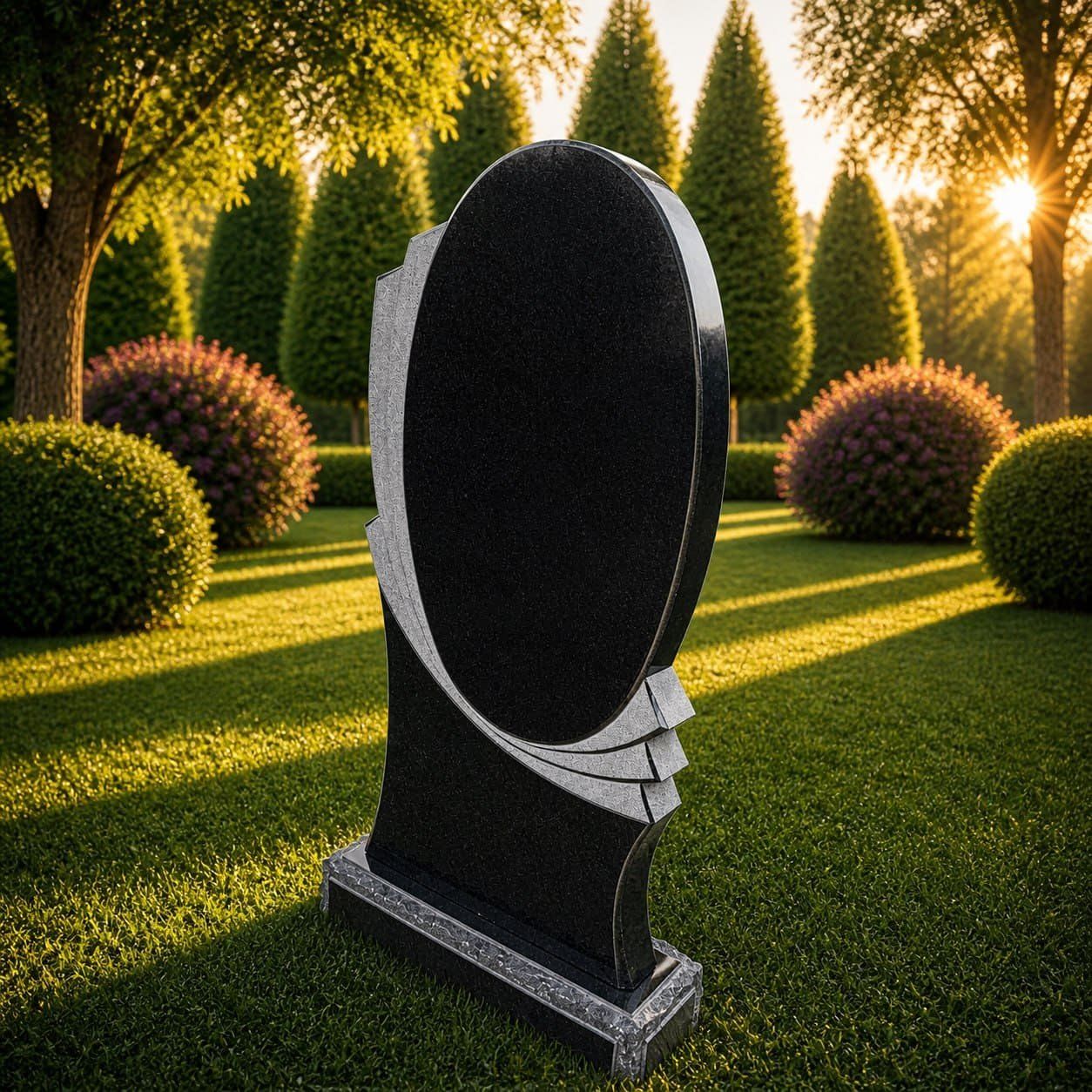 Oval Upright Granite Headstone