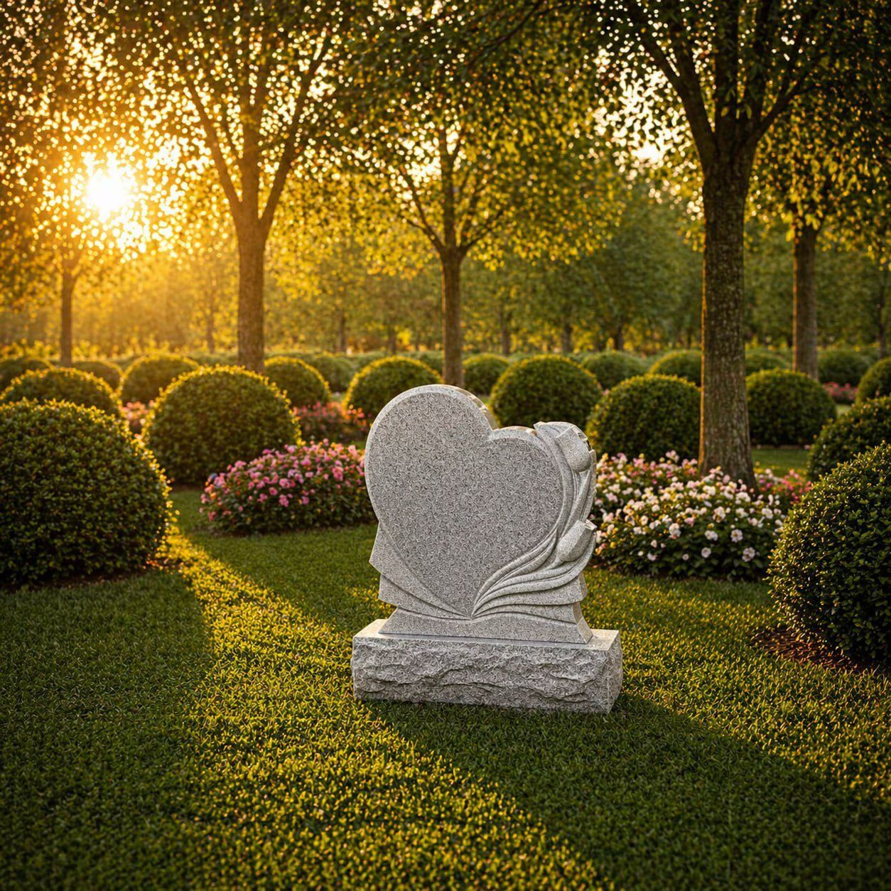 Heart and Open Book Headstone with Carved Roses  18 x 3 x 20