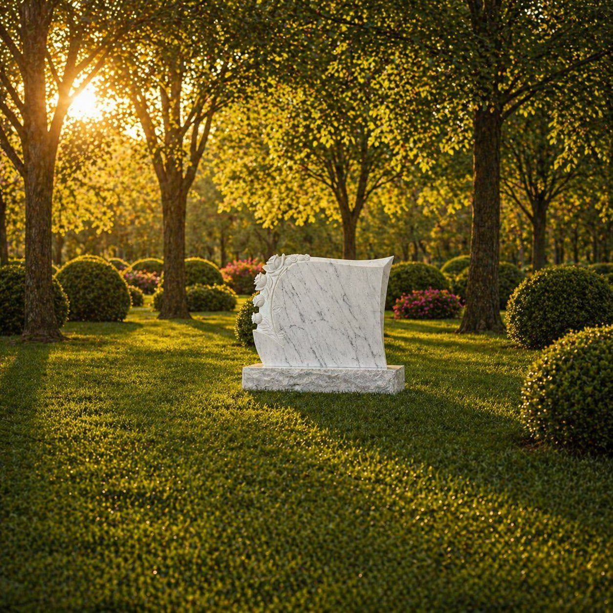 Sculpted Rose Headstone  26 x 4 x 19