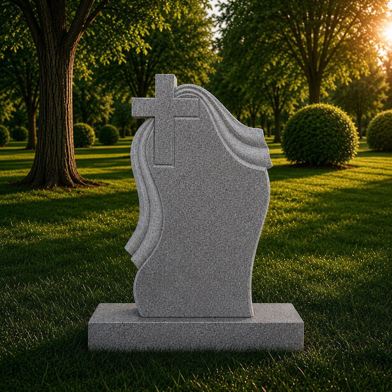 Modern Christian Shape Granite Headstone